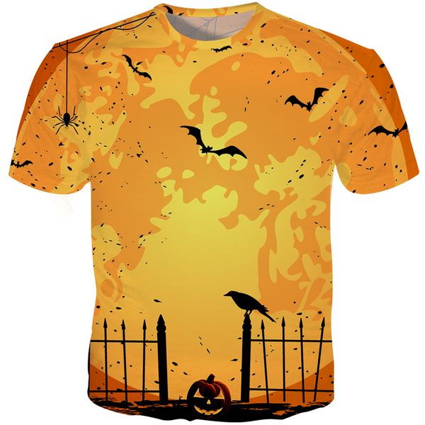 

cloudstyle halloween tshirt men 3d print bat t-shirt jack-o'lantern tee shirts hipster streetwear male t shirt, White;black