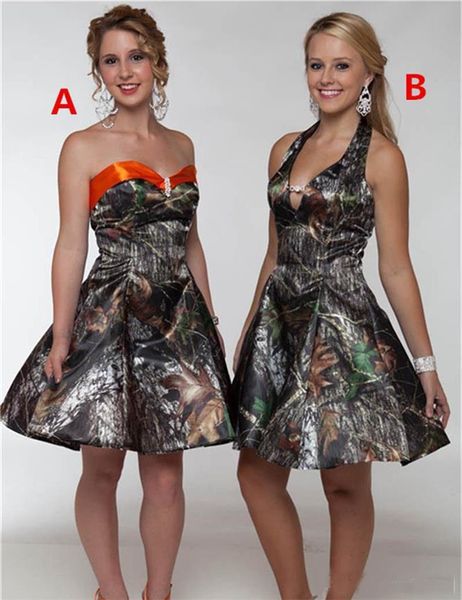 

Country Camo Short Bridesmaid Dress Sweetheart Satin A Line Knee-Length Maid of Honor Gowns Custom Made Wedding Guest Dress