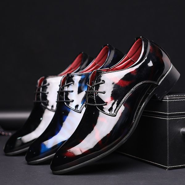 

designer patent leather men oxford shoes italian brand men office shoes mens shoes formal sapato masculino social zapatos de hombre ayakkab, Black