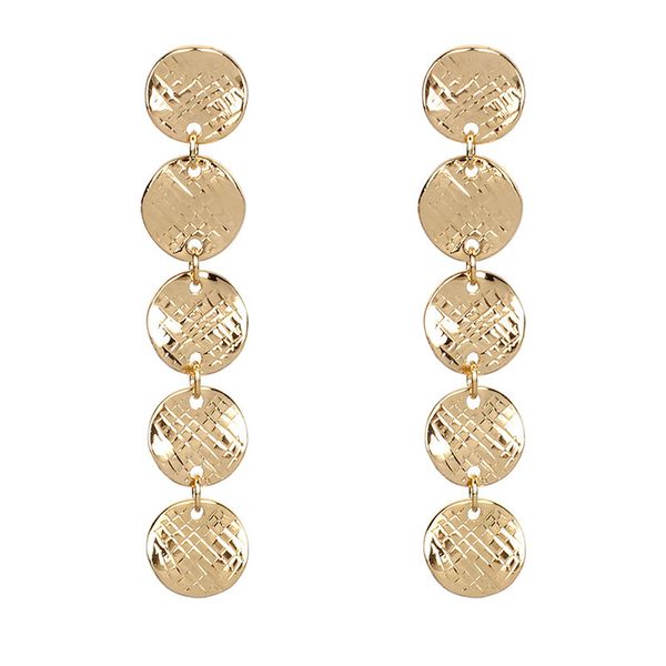 

trendy gold metal drop earrings for women steam punk big coin round with stripe design statement tassel earrings jewelry brincos, Silver