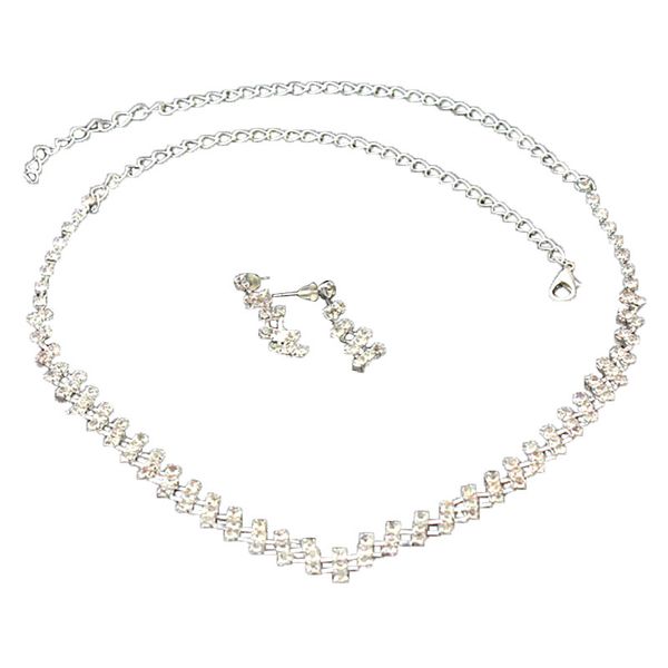 

party jewelry sets necklaces earrings rhinestone wedding jewelry set, Silver