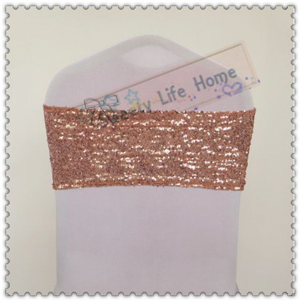 

20cm*35cm Free shipping Spandex with Sequin Chair Bands wedding Blush color chair sashes banquet Party Decorations