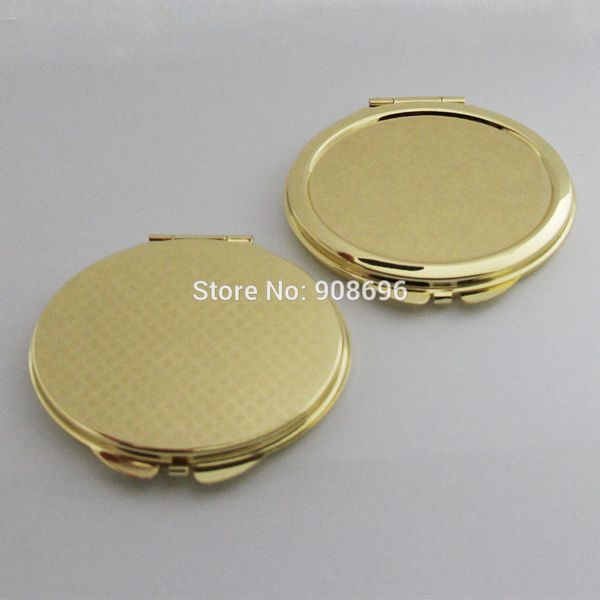 

10 pcs blank oval compact mirror diy logo print golden makeup mirror -- ing