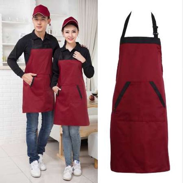 Schwarz-rote Küchenschürze, Koch, Kochen, Catering, Neckholder-Lätzchen mit 2 Taschen, ärmellose Schürzen für Damen und Herren