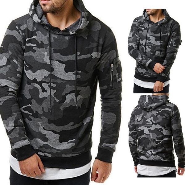 

2018 new autumn running sweatshirts men hooded hip hop tank plus size 3xl camo print hoodies sweatershirt basketball soccer, Black;blue