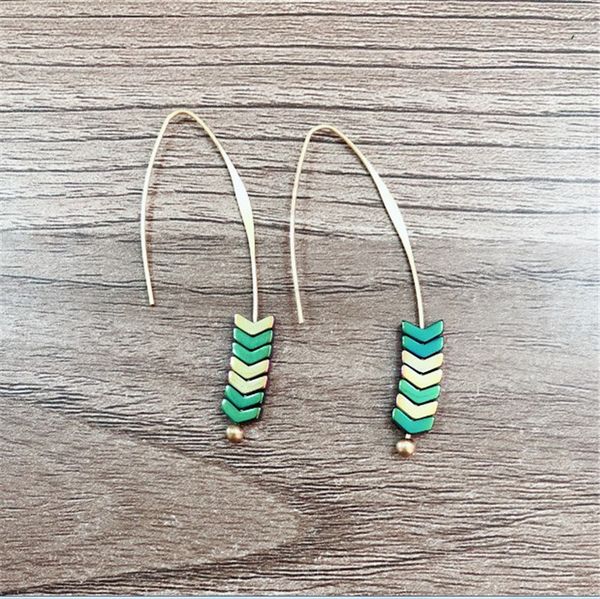 

new fashion geometric gallstone hoop earings gold arrow earings jewelry for women wholesale ing, Golden;silver