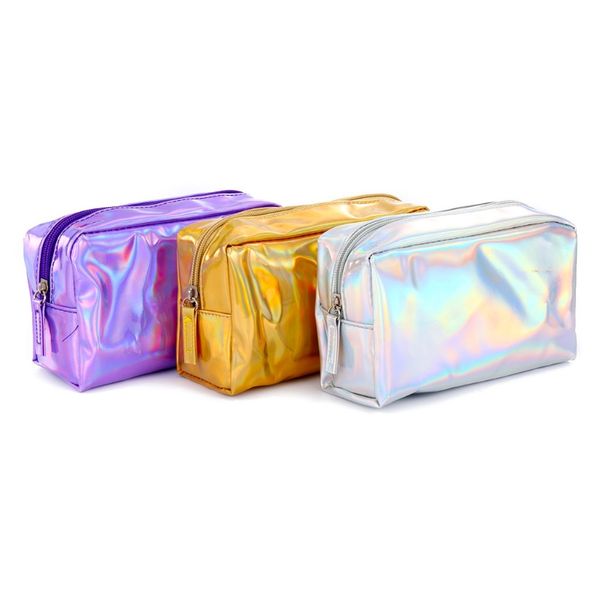 

thinkthendo fashion holographic pencil case cosmetic makeup pouch storage zipper purse bag