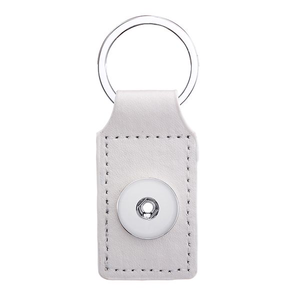 

many noosa rectangle pu leather snap button keychain snap keyring fit diy 18mm snap buttons key chains gift key rings jewelry, Silver