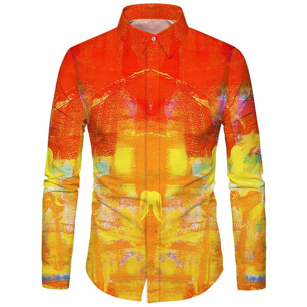 

cloudstyle own design long sleeve shirt paint sunset glow sunshine hawaiian shirts men chemise homme camisa masculina streetwear, White;black