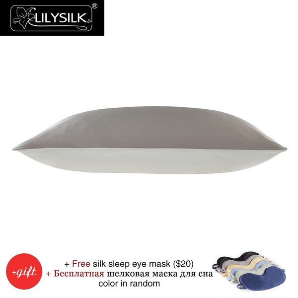 

wholesale- pillow case lilysilk 100% pure mulberry silk pillowcase 19 momme charmeuse satin pillow cover silver grey and white king queen