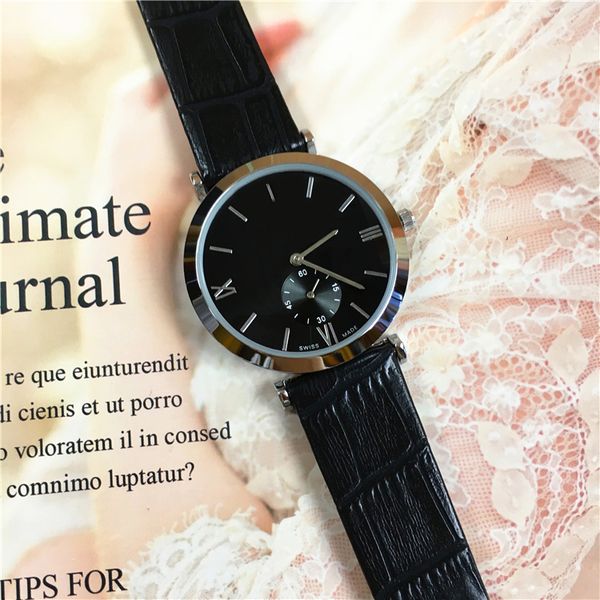 

new model woman/man leather watch small dial work black wristwatch luxury lady watch japan movement wholesales drop shipping, Slivery;brown