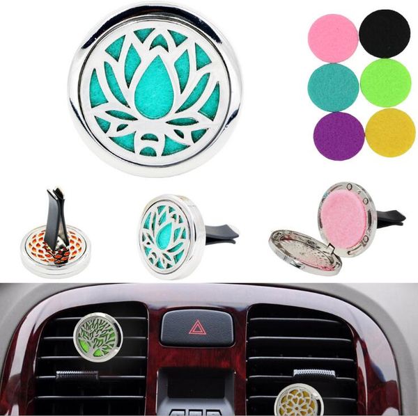 

30mm diffuser lotus shape 316 stainless steel pendant car aroma locket essential car diffuser oil lockets, Red;brown