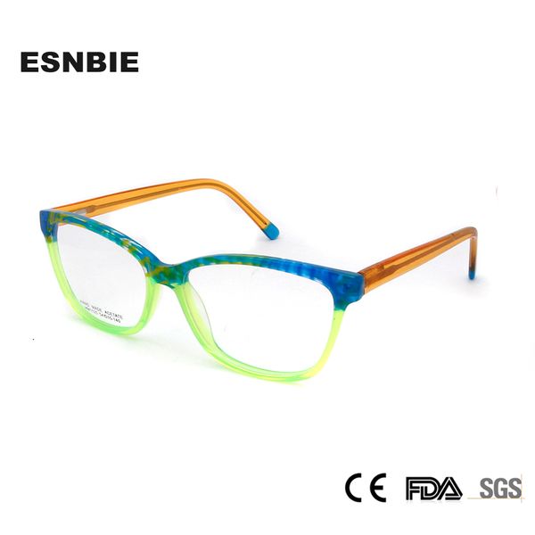 

esnbie 2018 eyeglasses frames women acetate square optical glasses frame new fashion multi color eyewear frames woman, Silver