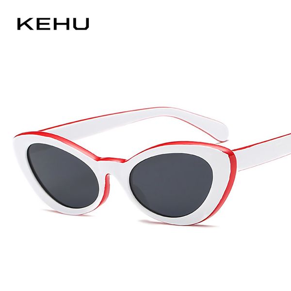 

kehu new fashion sunglasses women men cat eye sun glasses brand designer lovely colored frame glasses fashion goggle uv400 k9907, White;black