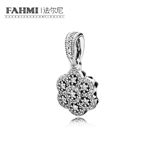 

fahmi 100% 925 sterling silver 1:1 original 390392cz authentic temperament fashion glamour retro pendant wedding women jewelry, Black