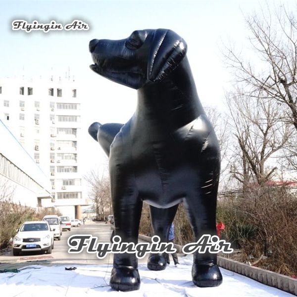 Personalizzato Cane Gonfiabile Nero 3m/6m Altezza Gigante Carino Cucciolo Statua Labradoodle Modello Palloncino Per Negozio di Animali Decorazione Esterna