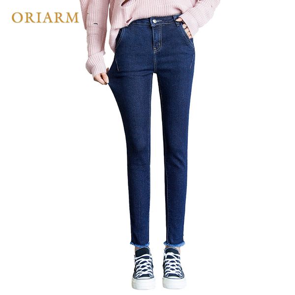 

new fashion jeans women pencil pants high waist jeans slim elastic skinny pants trousers fit lady plus size, Blue