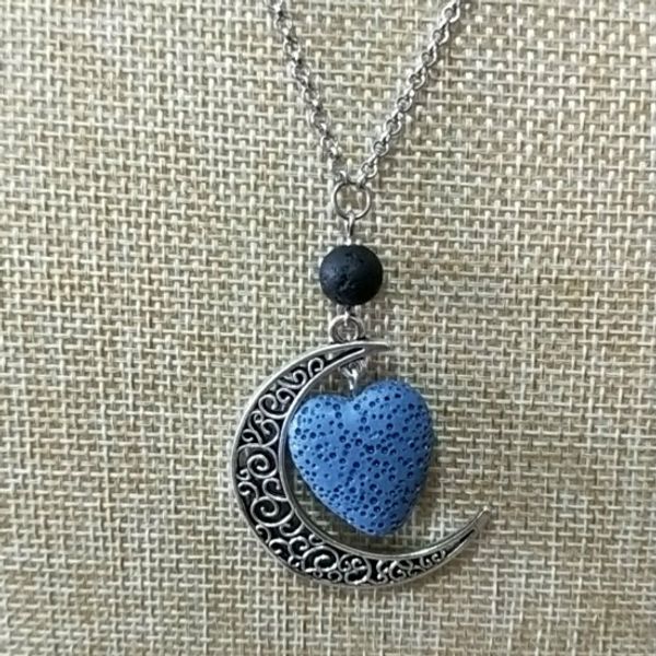 Мода сердца любовь лава каменное луна ожерелье вулканический рок ароматерапия эфирное масло диффузор ожерелье для женских ювелирных изделий