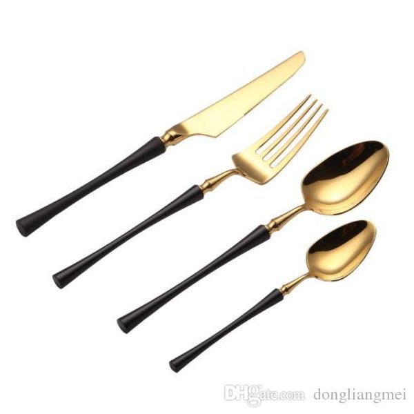 

High grade gold cutlery flatware et poon fork knife tea poon tainle teel dinnerware et luxury cutlery tableware et wn585 10 et