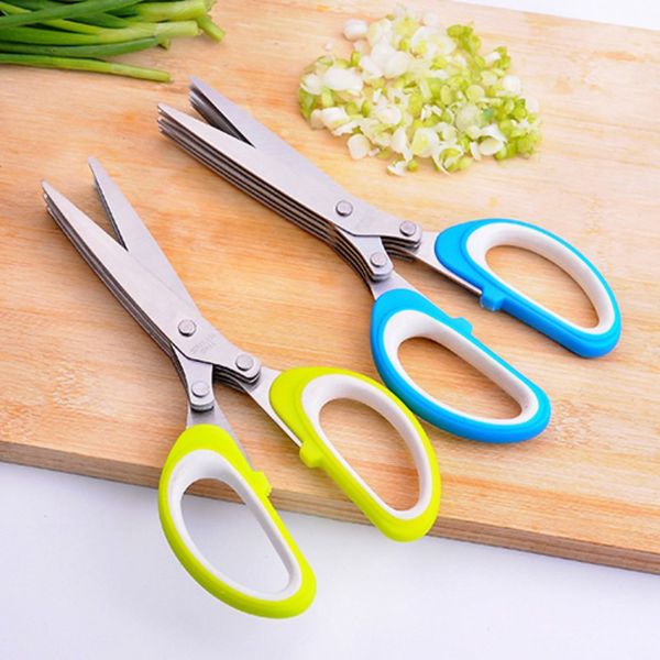 

stainless steel kitchen knives 5 layer scissors shredded cut herb scissors spices scissors kitchen scissor shredded