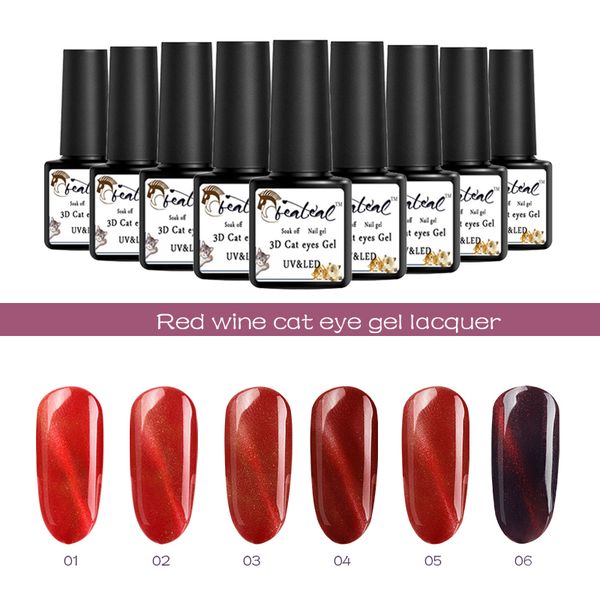 

beateal red cat's eye uv gel nail varnish long lasting 3d cat eyes gel polish soak off magnetic nail polishsemi-permanent, Red;pink