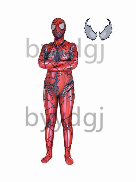 

venom spiderman superhero lycra zentai bodysuit halloween cosplay party suit delivery, Black;red