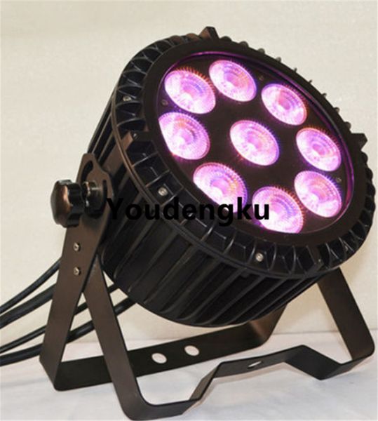 

8 pieces par led ip65 9x18w rgbw+uv par 6 in 1 led waterproof par can prolights