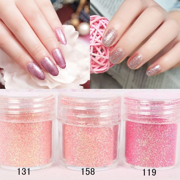 

pink dazzling nail diy glitter powder nail art dust tips art decorations acrylic powder pearl set 1box 10ml, Silver;gold