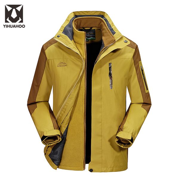 

men's windbreakers casual windproof waterproof winter jacket men warm parkas male two jackets in one plus size 4xl 5xl drj5816, Black