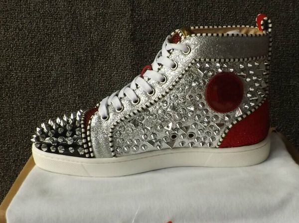 

'2018 оригинальный vogue Red Bottom кроссовки Мужская обувь Luxury Print Silver Pink Pik No Limit редкие шпильки и стразы граффити Повседневная обувь