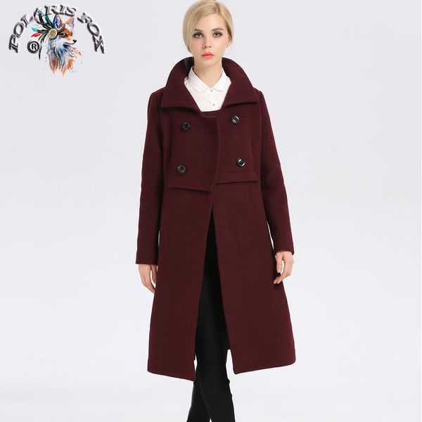 

polaris 2018 wool women's long coat lapel fashion thicken slim elegant style warm parka double breasted winter, Black
