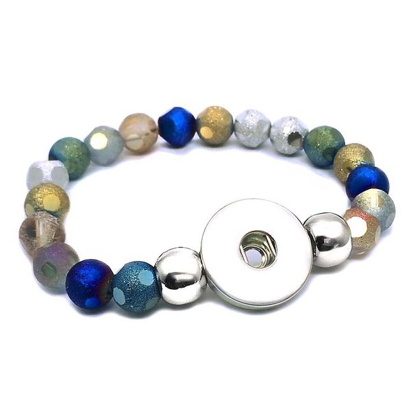 

new 286 interchangeable candy colors expandable stretch acrylic glass bead bracelet fit 18mm snap button jewelry for women, Black