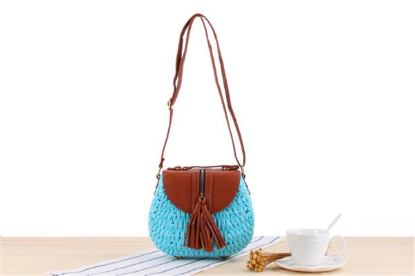 

новый тканые анти-потерянный мешок небольшой свежий наклонные соломы пляжный отдых один мешок плеча тканые мешок