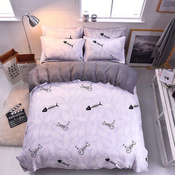 Cartoon Fish Bone Bedding Sets Quilt Duvet Comforter Cover Twin