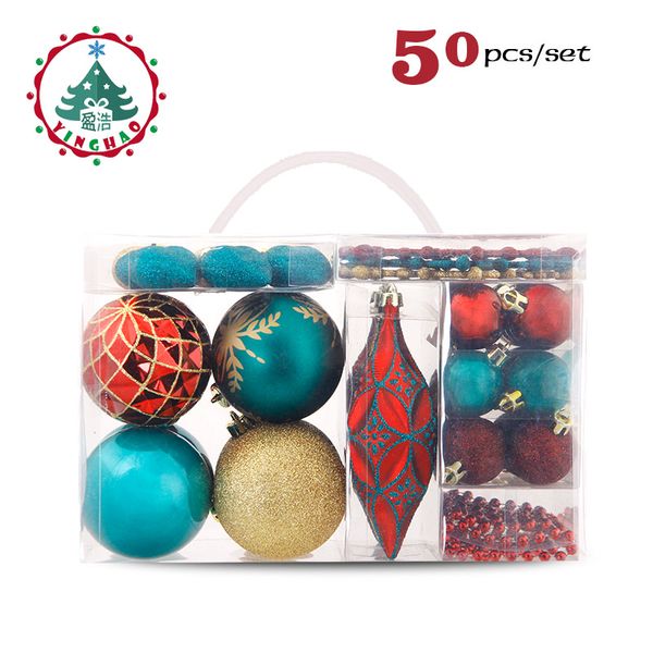 

inhoo 2017 christmas ornament tree decoration ball 50pcs pendant accessories bead string red ball for christmas home party gift