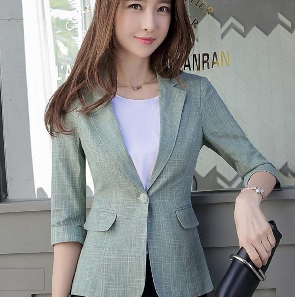 

send 2018 spring new style middle sleeve western-style clothes woman cultivate one's moral character coat, White;black