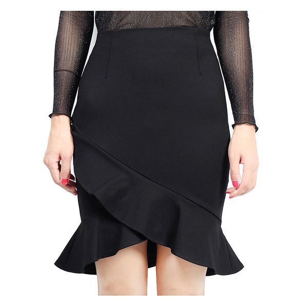 

panjoiner 2018 fashion ruffles mini pencil skirts summer women party skirt casual saias mini faldas s015, Black