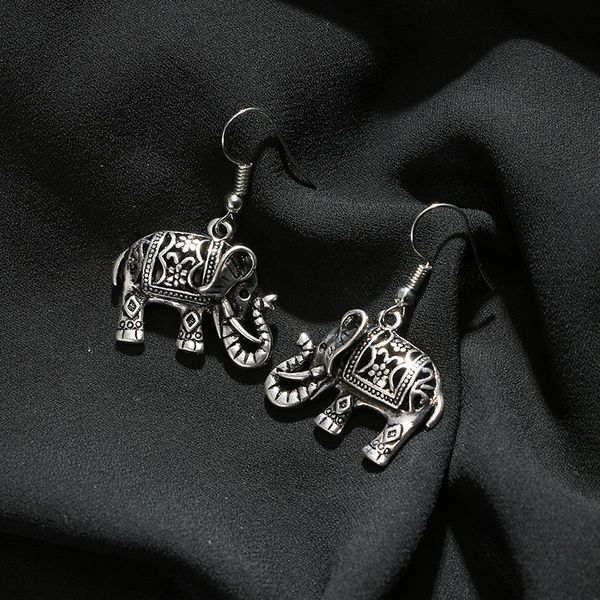 

elephant earrings antique silver plate turkish floral design boho gypsy beachy ethnic tribal festival jewelry bohemian, Golden