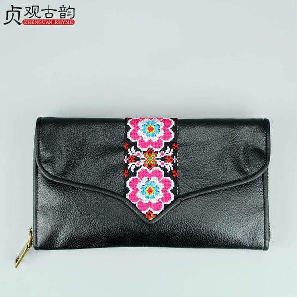 

noenname 2018 new handmade ethnic flowers embroider women wallet national bohemian purse ladies gift coin pocket card wallets, Red;black