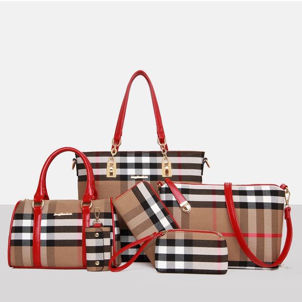 

6pcs/set Fashion Designer Brand Handbag Women Lash Package PU Leather Bags Crocodile Pattern Handbag Fashion Shoulder Bag Clutch Bag