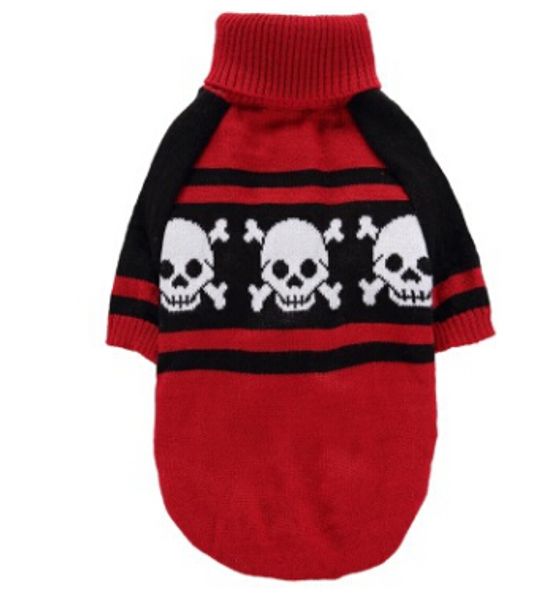 

halloween skull pet dog sweater costumes halloween dog apparel winter warm black and red dog clothes