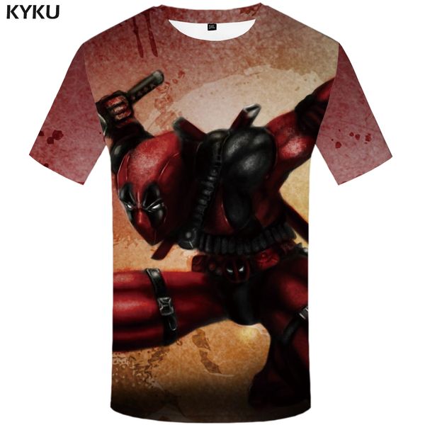 

kyku deadpool t-shirt men badass blood tshirt anime clothes punk rock united states war 3d print t shirt hip hop mens clothing, White;black