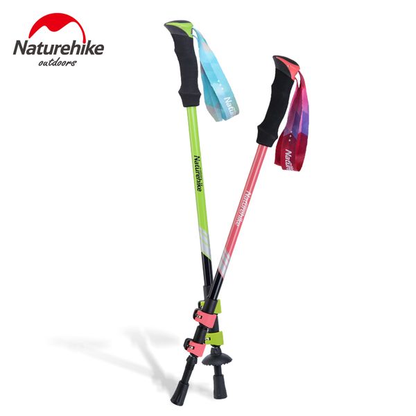 

naturehike 1 pcs trekking alpenstock ultra-light external lock eva handle 3-section adjustable canes walking sticks ds15z001-f