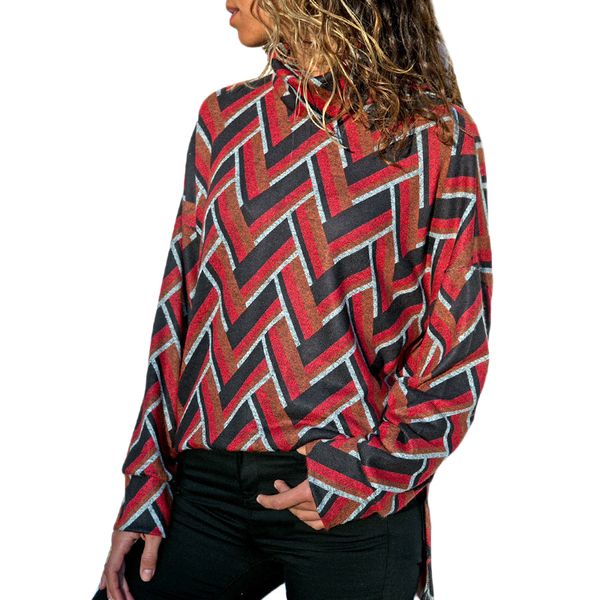 

women autumn winter long sleeve t shirt plaid patchwork turtleneck femme fashion loose plus size women clothes, White