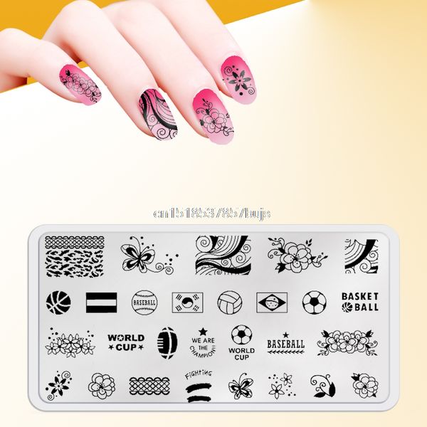 

new 6*12cm nail art geometric stamp image plates polish printing stamp template manicure stencils nail stamping plates, White