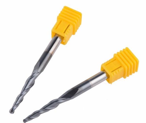 2 Pçs / set R1.5 * D6 * 30.5 * 75L * 2F Carboneto Sólido 6mm Nose Tapered End Mills Router Bits CNC Taper Madeira Material de Fresa