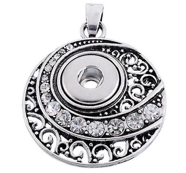 

hollow circular flower shape metal snap button pendant necklace fit 12mm ginger snap button diy jewelry, Bronze;silver