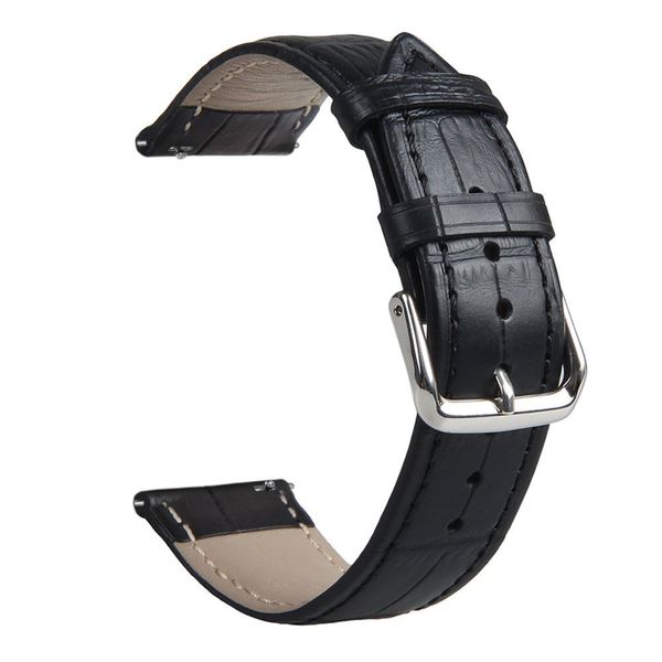 

crocodile leather loop strap for samsung galaxy watch 42mm 46mm gear sport s2 s3 classic frontier band 20 22mm huami amazfit bip, Black;brown