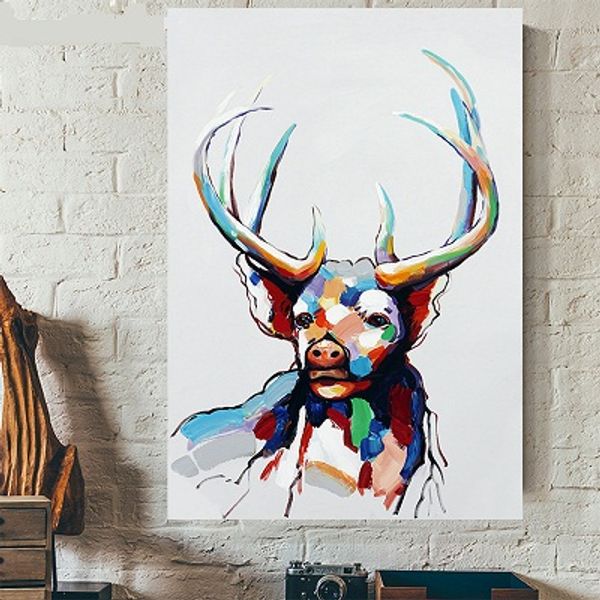 

handpainted & hd print modern abstract animal art oil painting deer on canvas wall art home decor multi sizes a166