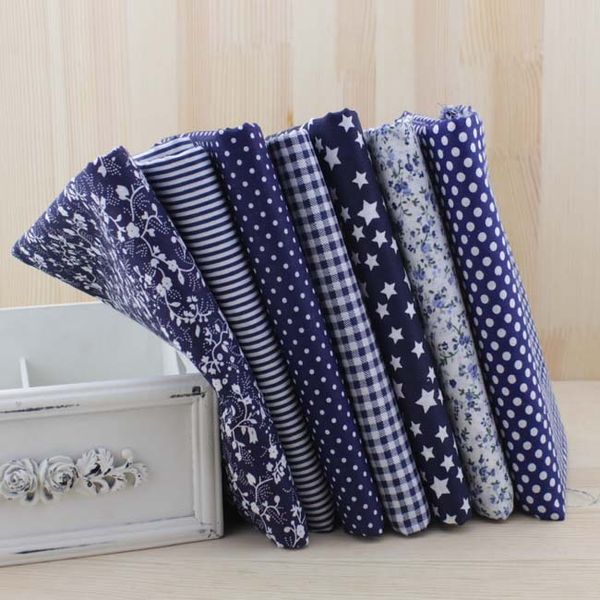 

booksew 7pcs navy fat quarters cotton fabric for quilting diy sewing patchwork bags tilda doll cloth textiles fabric 50*50cm, Black;white